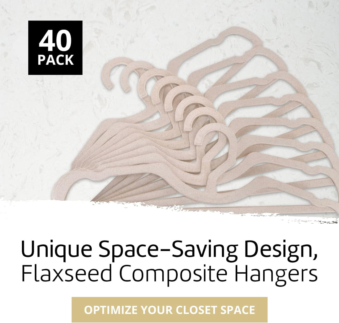 BioSlim Eco-Friendly Biodegradable Flaxseed Short Neck Vertical-Space-Saving Hangers by Higher Hangers