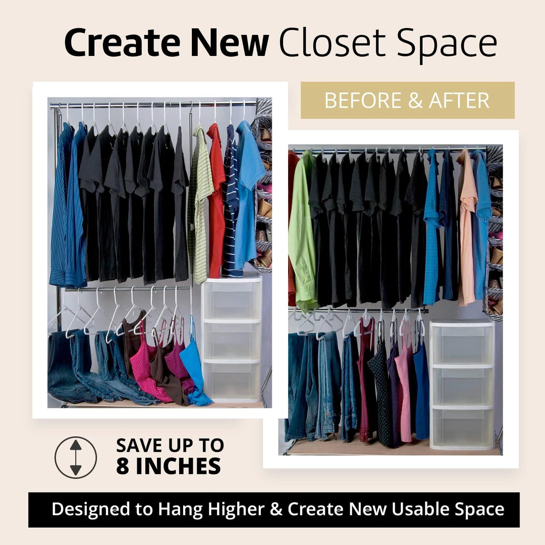 Classic White Heavy-Duty Short Neck Vertical-Space-Saving Hangers by Higher Hangers