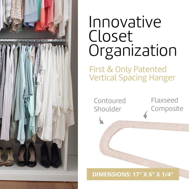 BioSlim Eco-Friendly Biodegradable Flaxseed Short Neck Vertical-Space-Saving Hangers by Higher Hangers