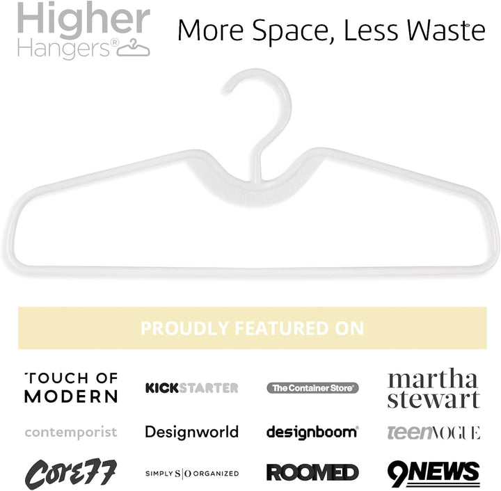 Classic White Heavy-Duty Short Neck Vertical-Space-Saving Hangers by Higher Hangers