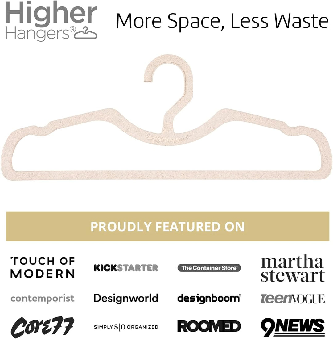 BioSlim Eco-Friendly Biodegradable Flaxseed Short Neck Vertical-Space-Saving Hangers by Higher Hangers