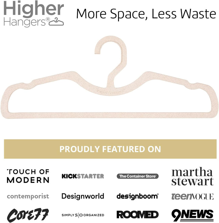 BioSlim Eco-Friendly Biodegradable Flaxseed Short Neck Vertical-Space-Saving Hangers by Higher Hangers